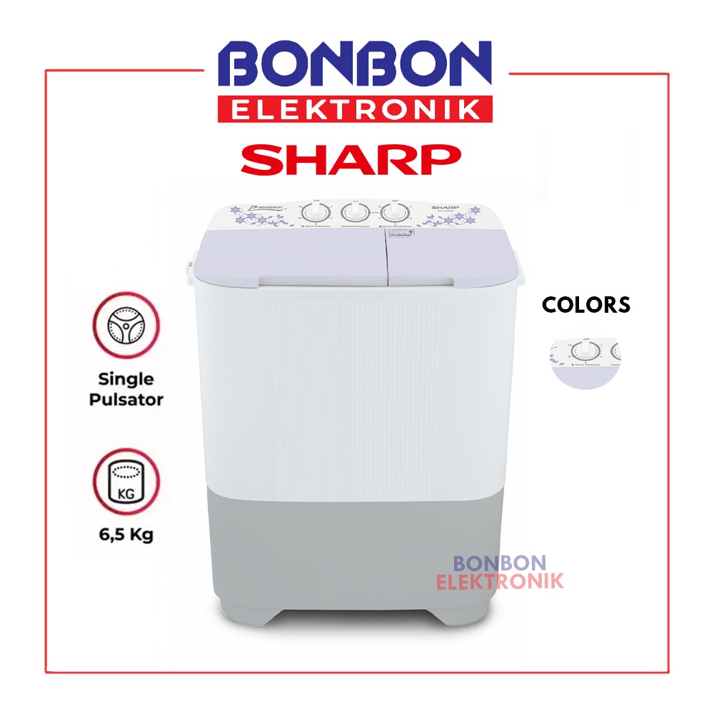 Sharp Mesin Cuci 2 Tabung 6.5KG ES-T70MW LC / EST 70 MW LC