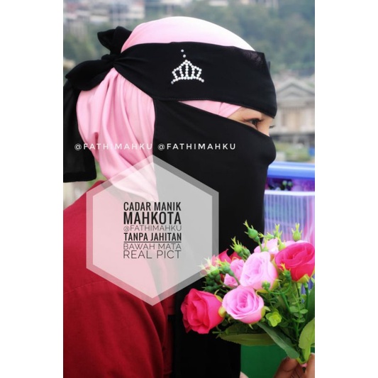 Niqab Bandana Manik Mahkota Viral/Cadar Siffon Murah/Niqab Temboro Cantik