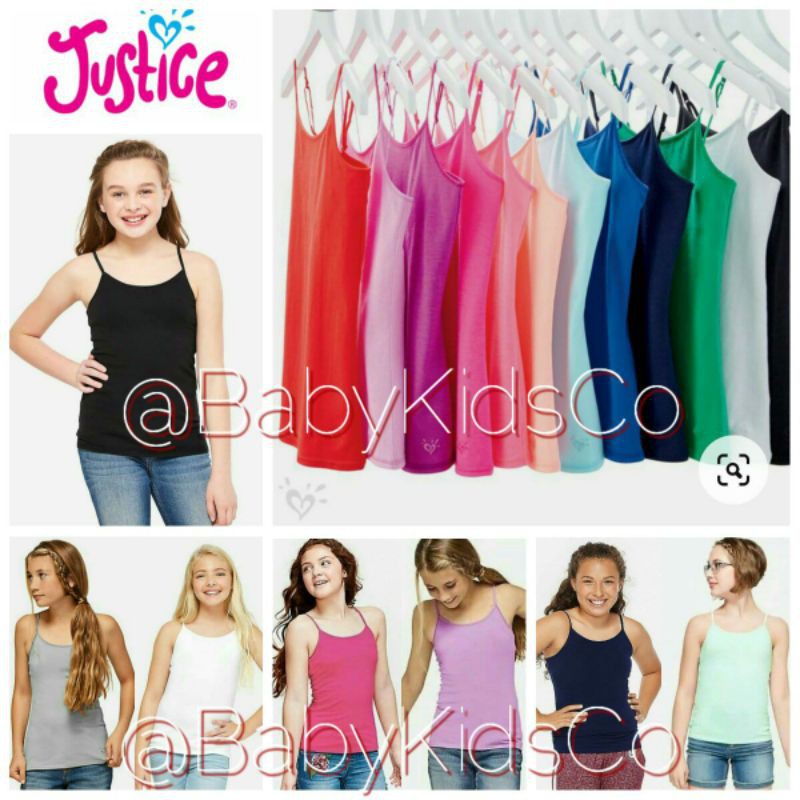 JUSTICE STRAPPY BRALESS CAMI CAMISOL JUSTICE ANAK KAMISOL TANKTOP GIRL TEE