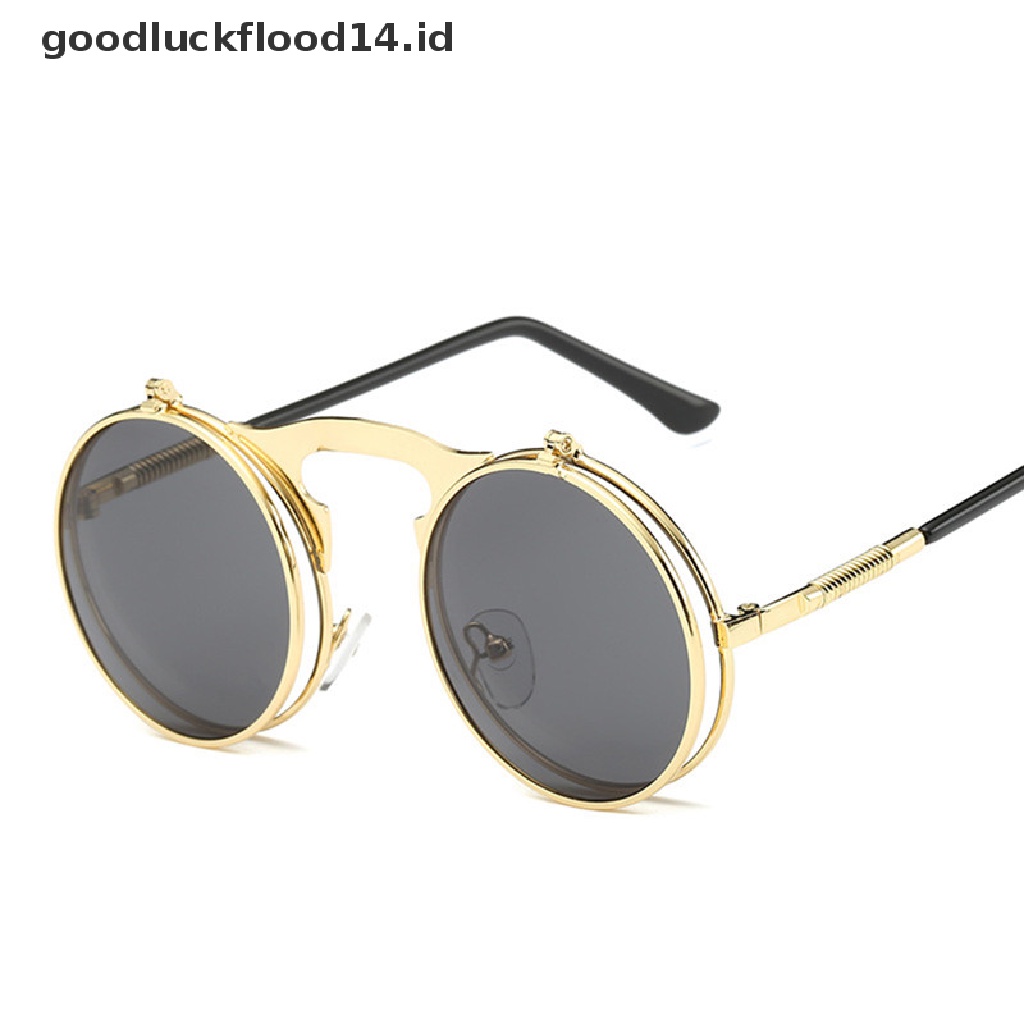 [OOID] Fashion Retro Vintage Gothic Round Flip Up Sunglasses Steampunk Glasses New ID