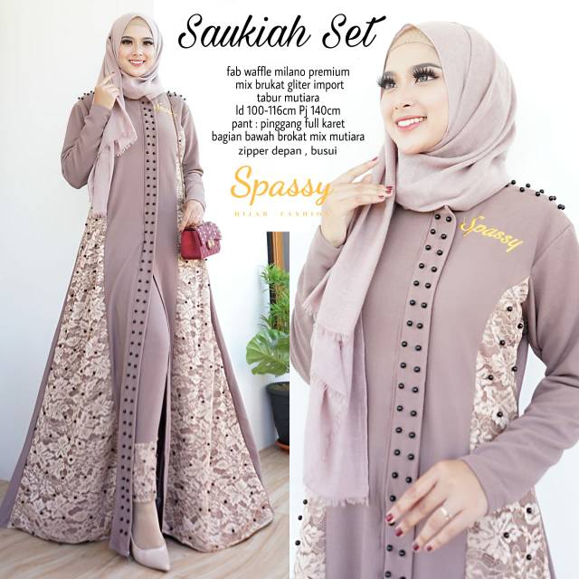 LONG DRESS SAUKIAH / FAB WAFLE MILANO PREMIUM MIX BROKLAT GLITER IMPORT TABUR MUTIARA