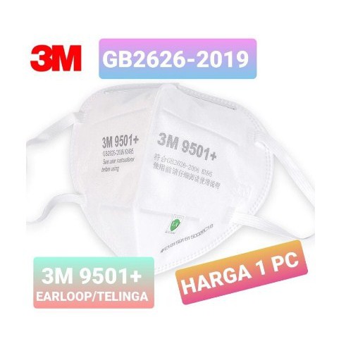 MASKER 3M 9501+ KN95 N95 EARLOOP IMPORT ORIGINAL