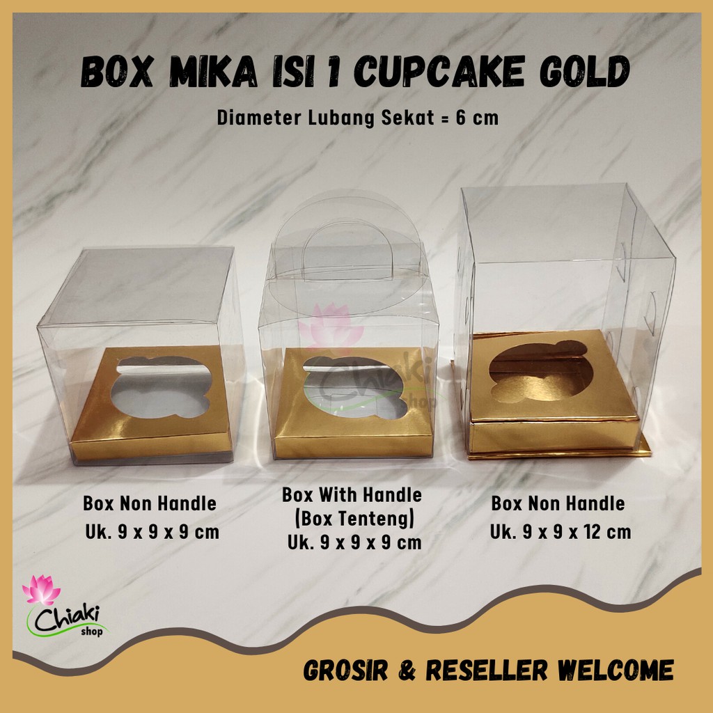 

Box Cupcake isi 1 GOLD 9x9x12cm Kotak Mika Donat Dus Kue Kardus Emas Muffin Cake Pudding Karton