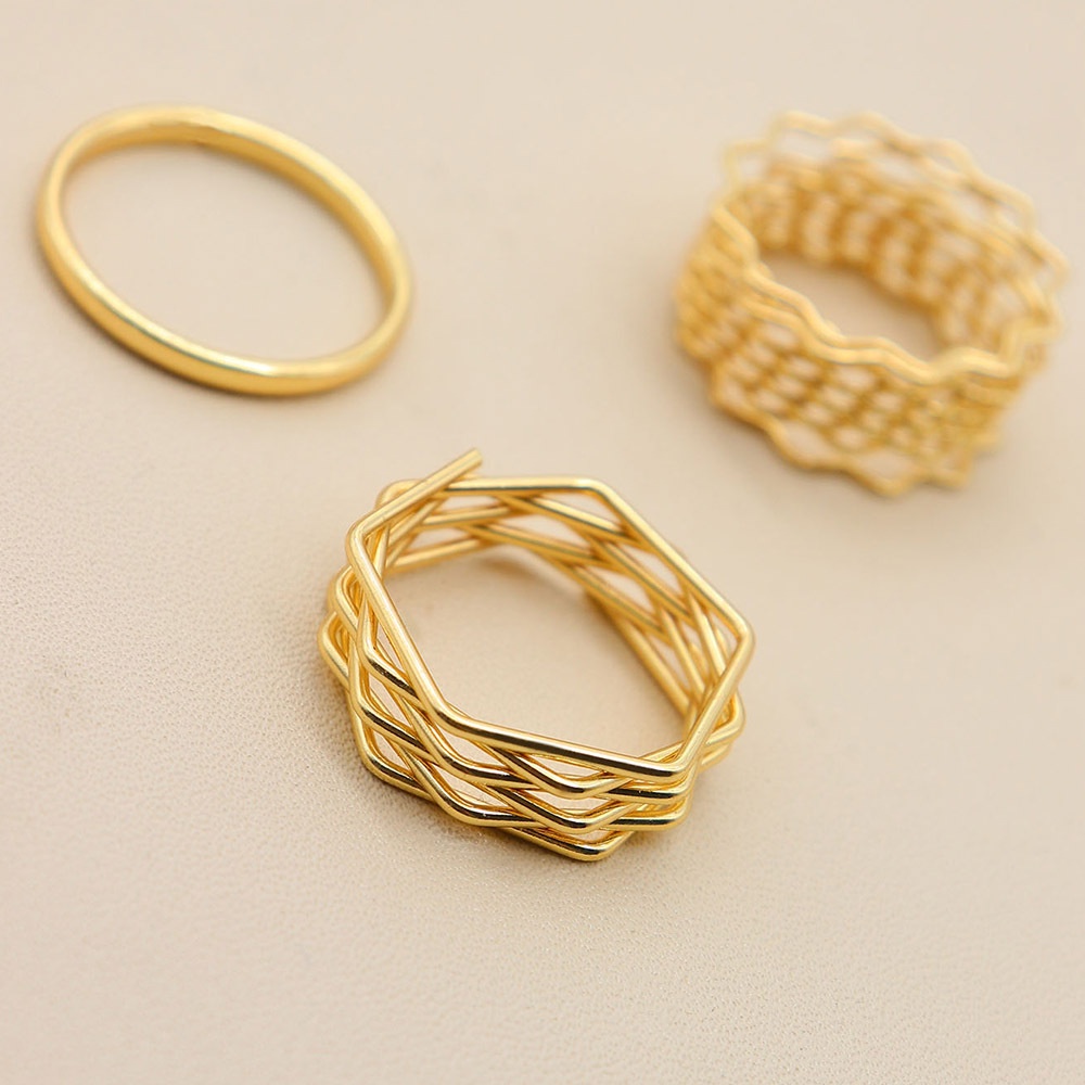 3pcsset Cincin Aneka Desain Gaya simple Untuk Wanita