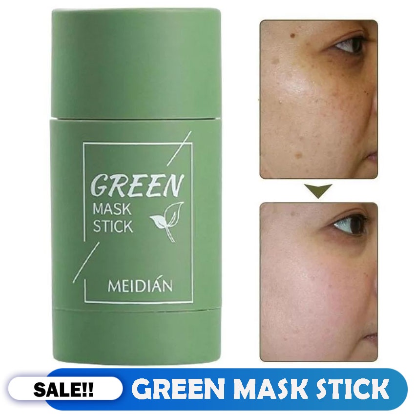 DBEST - [ COD ] MEIDIAN Green Mask Stick 100% Original Masker Wajah Green Tea Pembersih komedo Hidung &amp; Wajah