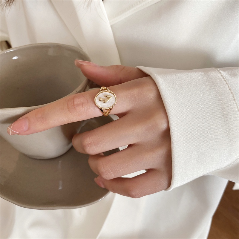 Korean Vintage Pearl Flower Ring High Sense Opening Adjustable Ring