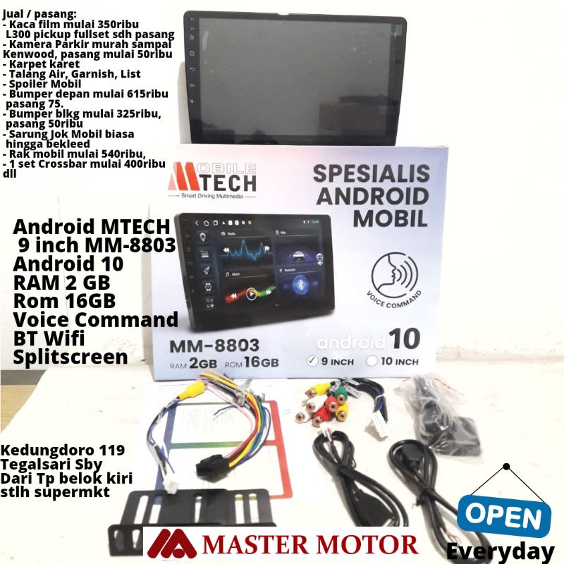 Android MTECH MM 8803 9 Inch RAM 2 16 GB Android 10 Wifi Voice Command Bluetooth Headunit Doubledin Tape Mobil M-Tech MM8803 Xpander Mobilio Rush Innova Terios Fortuner HRV Mobilio Xenia Sigra 2din