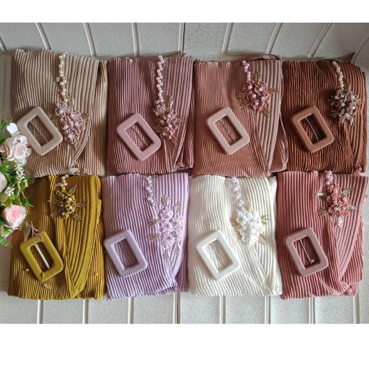 PET BUNGA SAKURA GK / JILBAB INSTAN / JILBAB PET PLISKET GESPER /JILBAB PLISKET INSTAN / HIJAB PLISK