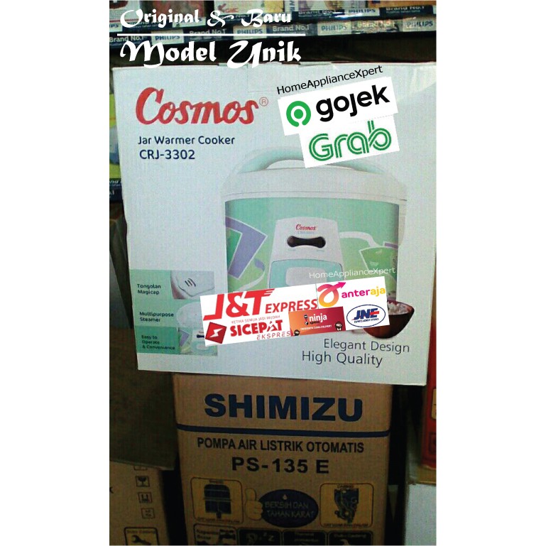 Cosmos Rice Cooker CRJ3302 Teflon Rice Com Nanak Nasi Masak Model Unik Ori, Baru, Garansi Resmi