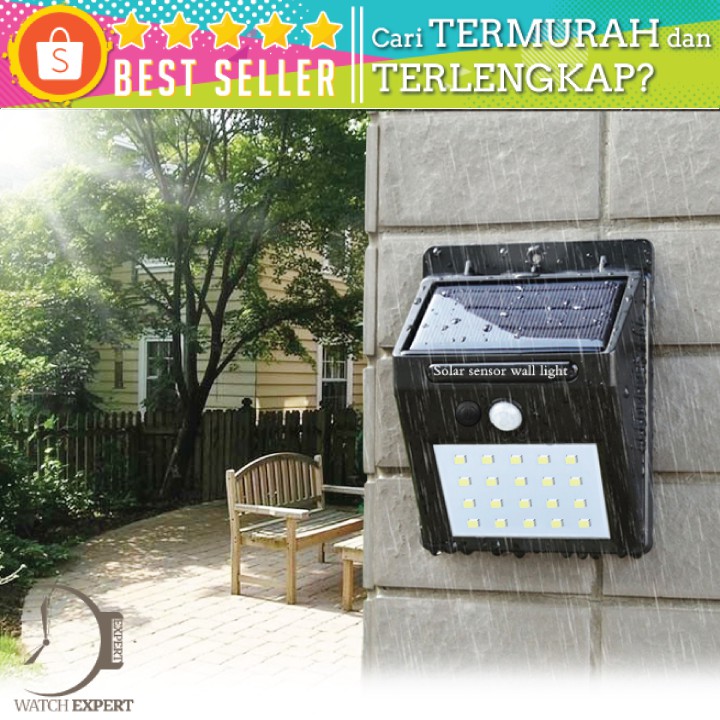 Lampu Taman Tenaga Surya Sensor Gerak Outdoor Weatherproof 25 LED 6500K - L20 - Black