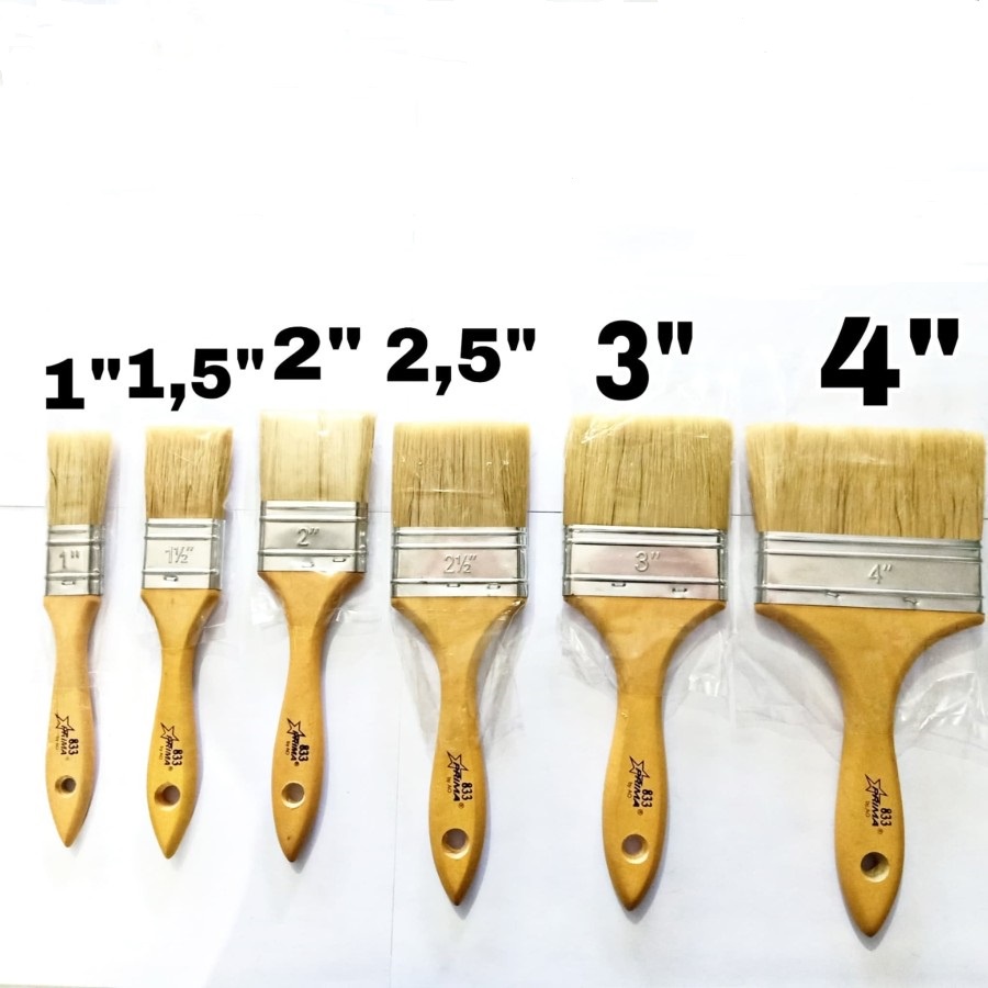 Kuas Cat Tembok Serbaguna Gagang Kayu / Paint Brush 1.5&quot; 1.5 Inch 2&quot; 2 Inch 2.5&quot; 2.5 Inch 3&quot; 3 Inch 4&quot; 4 Inch