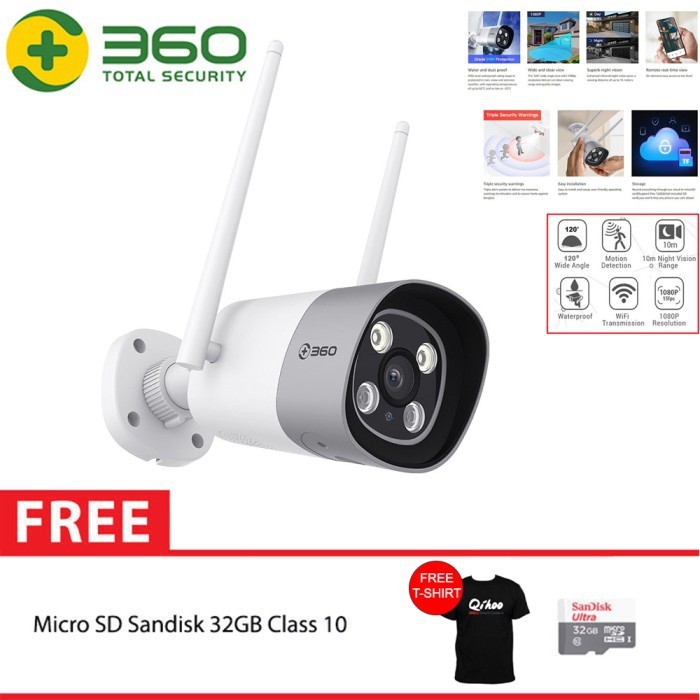 QIHOO D801 360 Smart IP Camera CCTV WIFI Outdoor Waterproof + 32GB