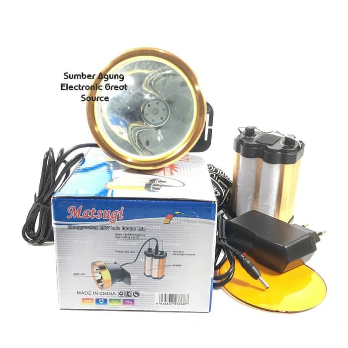 Senter Kepala Matsugi MG615 25W 20SMD Menggunakan Aki Emergency Putih