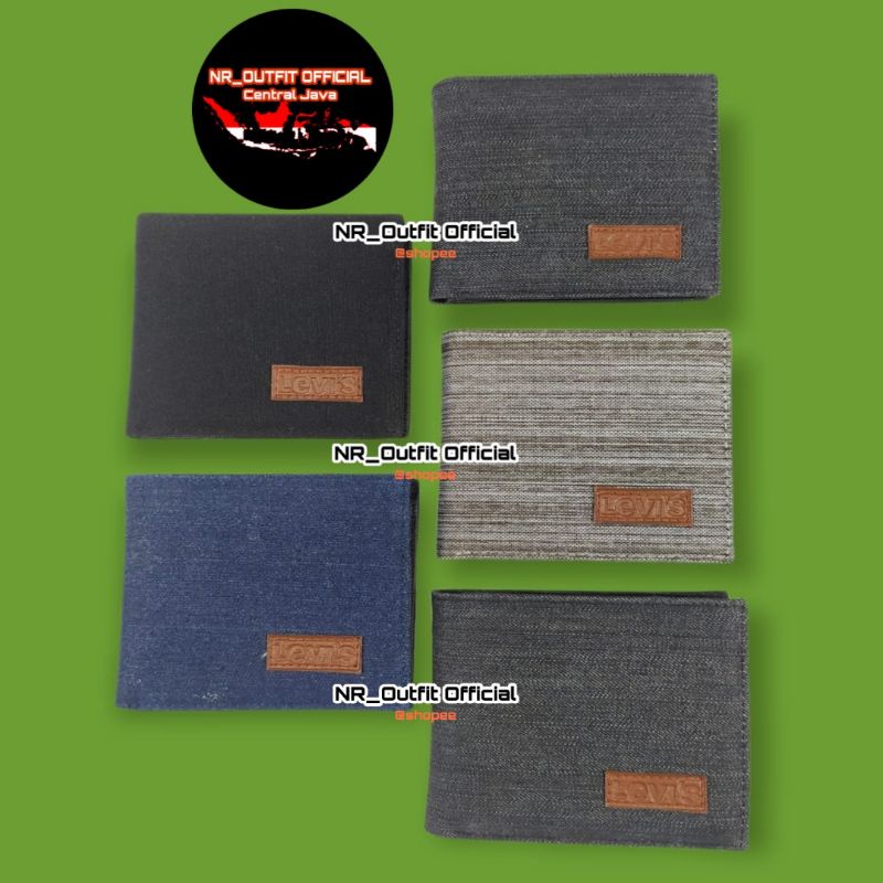 3in1 Dompet Pendek Pria Canvas Lipat Cowok 3Ruang Uang Kertas Banyak Slop Kartu