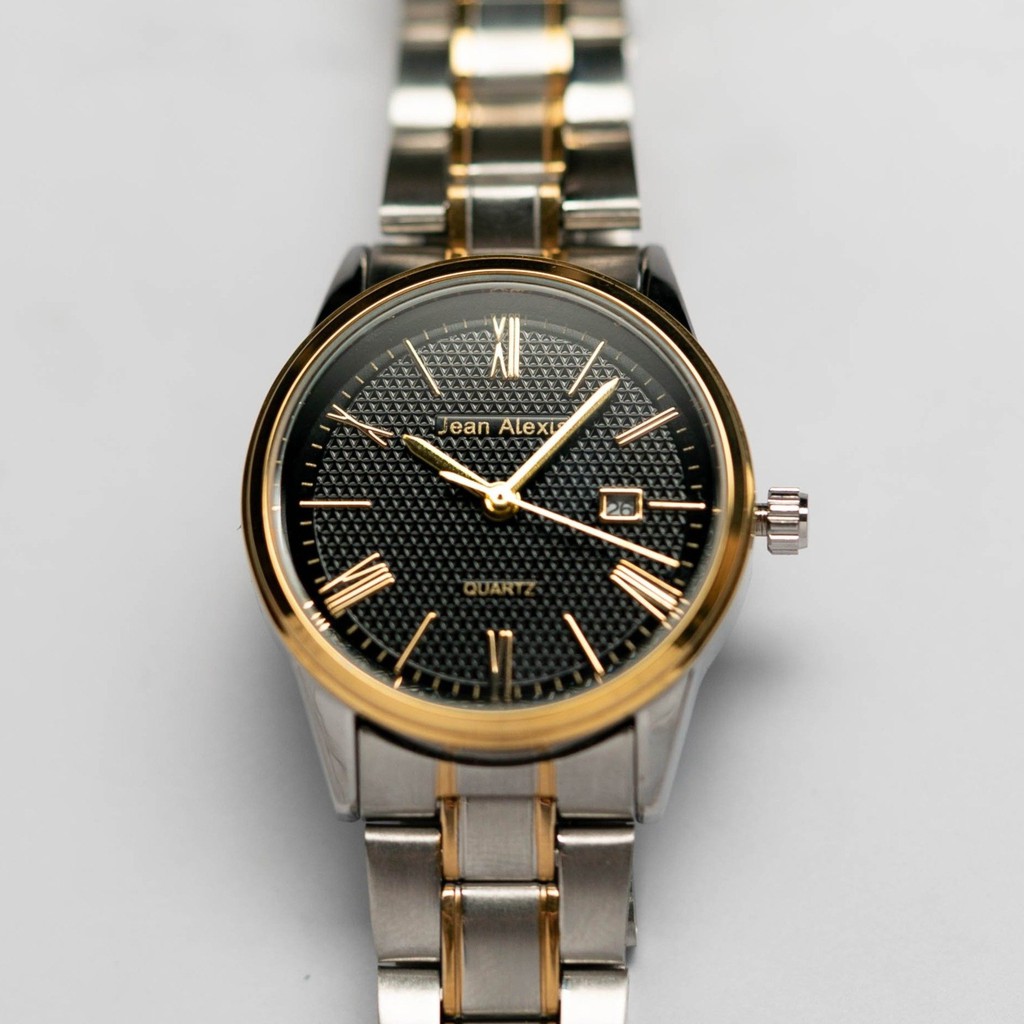 Jam Tangan Rantai Pria Cowok Anti Air Jean Alexis FELMAN GKT JA110 - Prestige Edition - Black Dial (