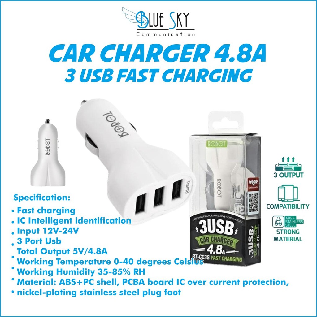 SAVER ROBOT RT-CC3S 3 USB 4.8A CHARGER MOBIL