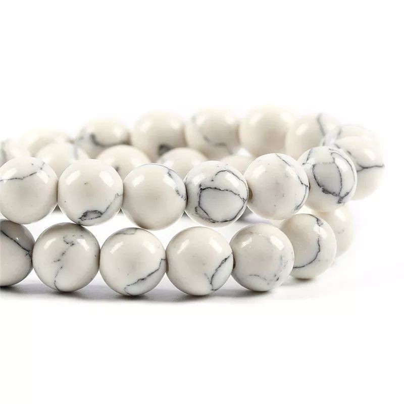 Bahan  Gelang Batu Howlite Batu Phirus White