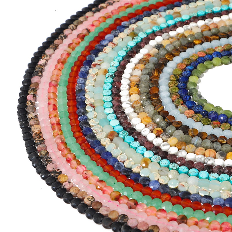 Natural Stone  Double Sided Flat Round Beads Round Loose Beads 6mm DIY Making Bracelet Necklace Jewelry Accessories