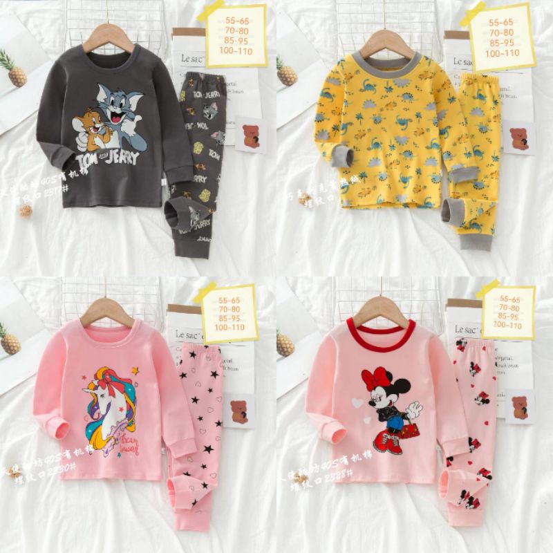 piyama anak import lengan panjang pp joger FIT 1-12 tahun