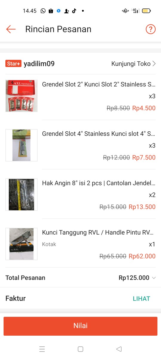 Grendel Slot 4 Stainless Kunci Slot 4 Stainless  Slot Pintu Slot Jendela