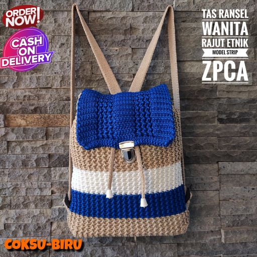 Tas Ransel Rajut Wanita Strip Milenial Terlaris