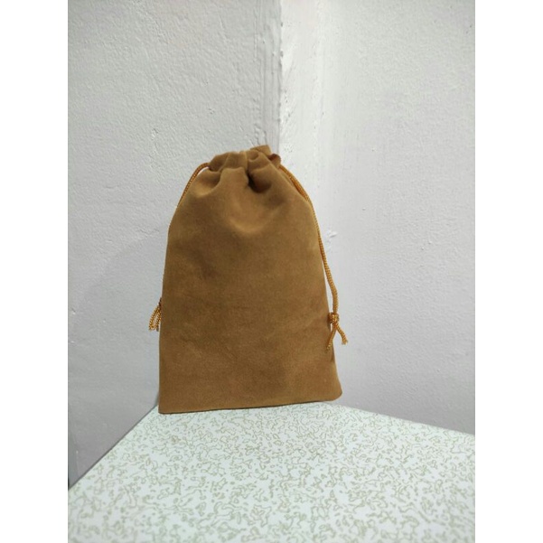 Kantong serut pouch serut double suede bisa custom ukuran