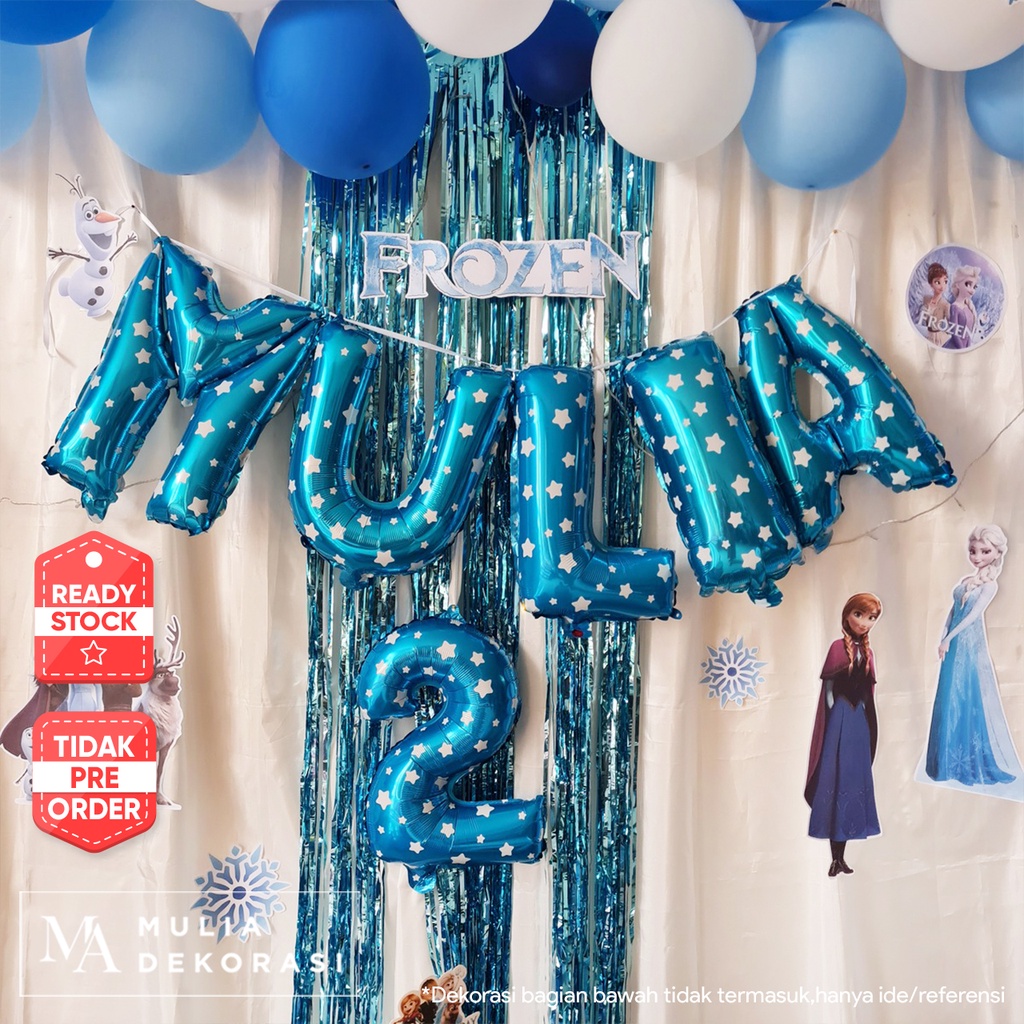 Backdrop Dekorasi Ulang Tahun Happy Birthday 1 set paket Tirai Pesta Anak Paket Frozen