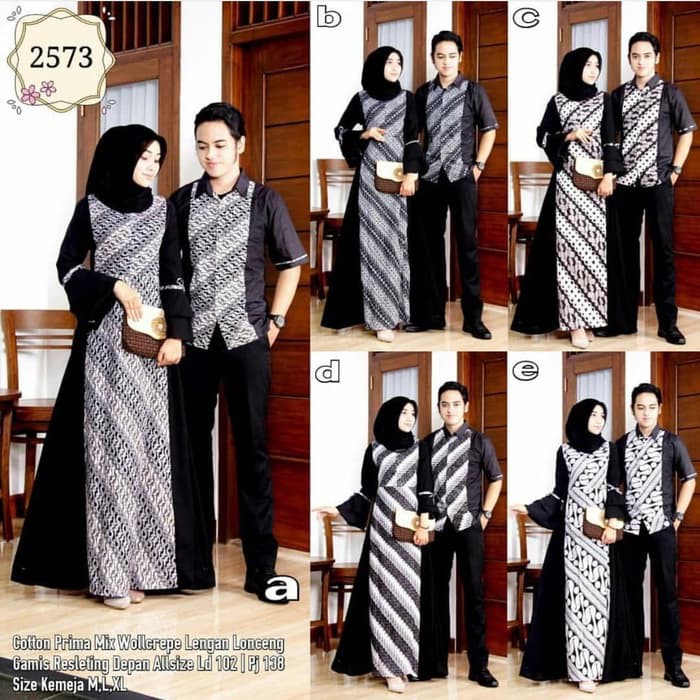 40+ Koleski Terbaik Gamis Kombinasi Batik Hitam