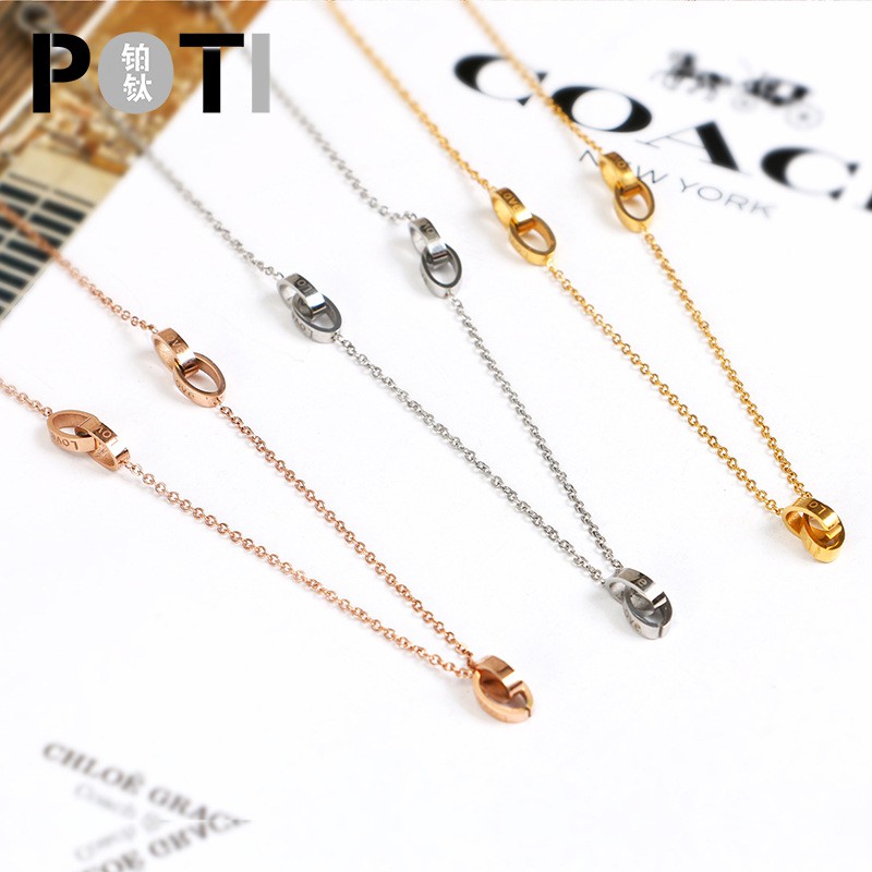 Kalung fashion aksesoris titanium mini korea hadiah wanita cewek 316L anti karat KK023