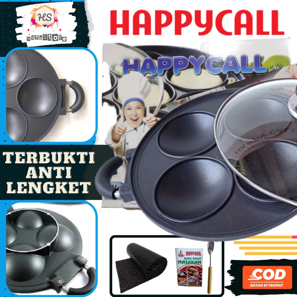 003 Cetakan Kue 4 Lubang Cekung Happy Call teflon Serabi / cetakan kue / happy call / cetakan / kue 