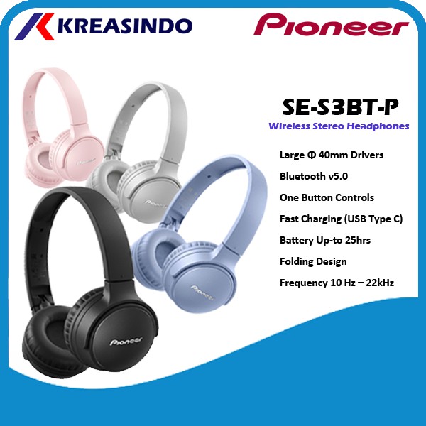 Pioneer SE-S3BT / SE S3BT Bluetooth Wireless Headphone Garansi Resmi