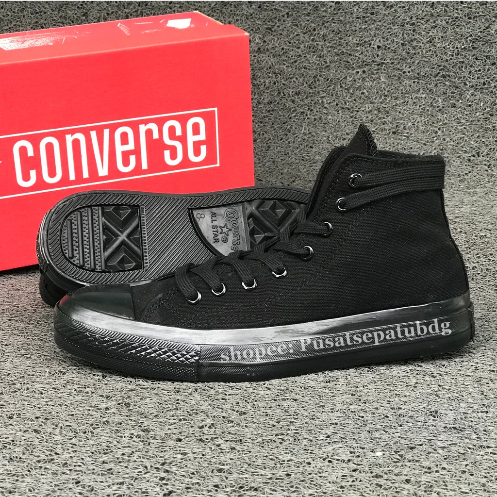 CONVERSE 70S HIGH EGRET ALL BLACK FULL HITAM