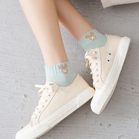 MURMURE.ID | KAOS KAKI WANITA UNISEX RENDA SOCK IMPORT KUALITAS PREMIUM MOTIF MIKI SMILE CS035 CS036-7