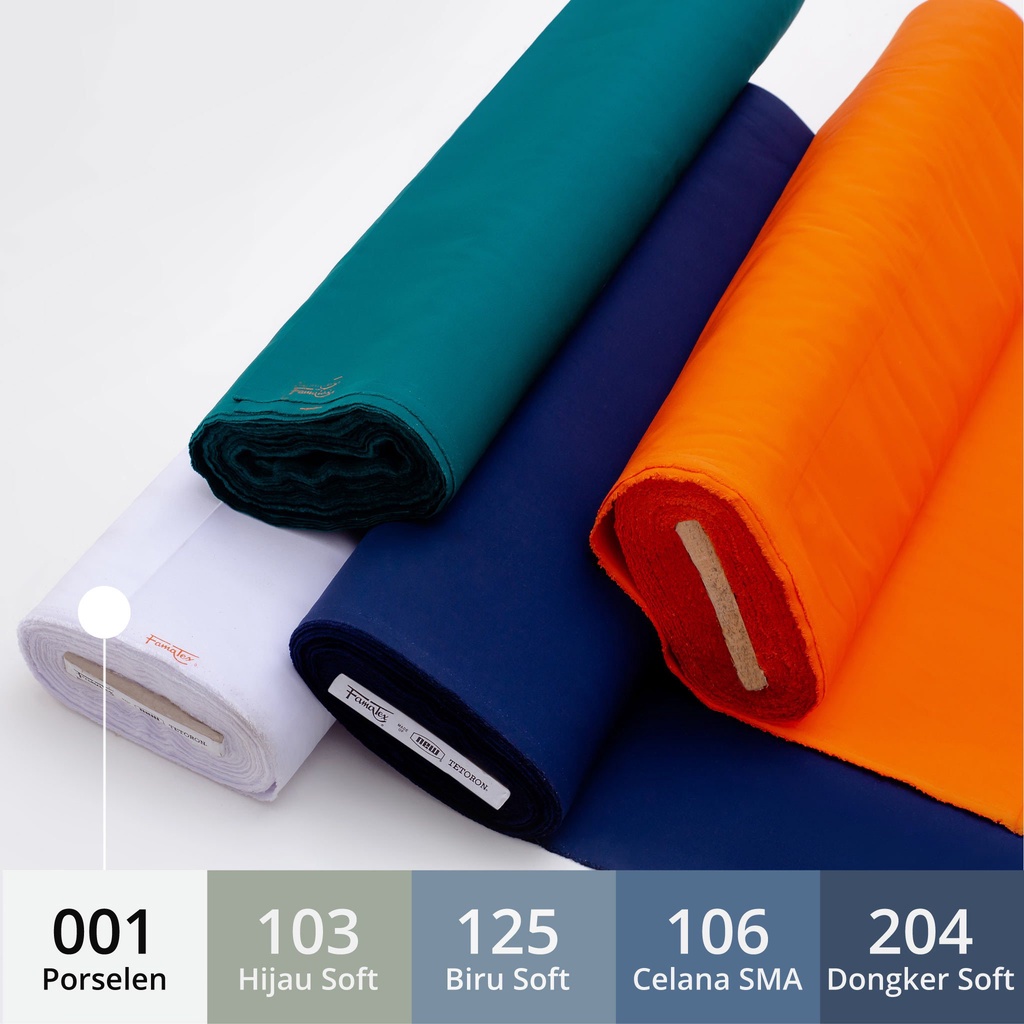 Kain Seragam Famatex - Bahan Baju Seragam SD SMP SMA 1 Yard High Quality (Putih, Biru Soft)