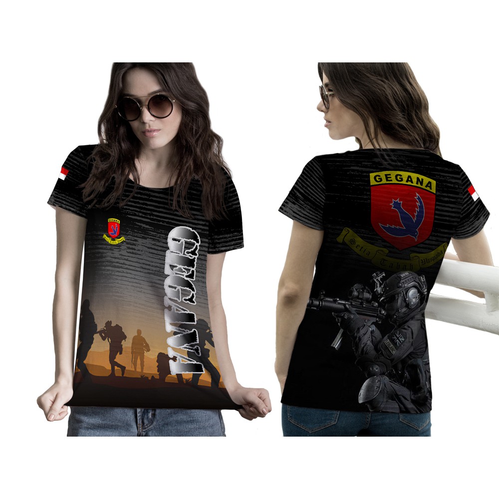 Kaos Gegana Wanita | Kaos TNI Gegana | Kaos Gegana Hitam | Kaos Gegana | Baju Kaos Gegana