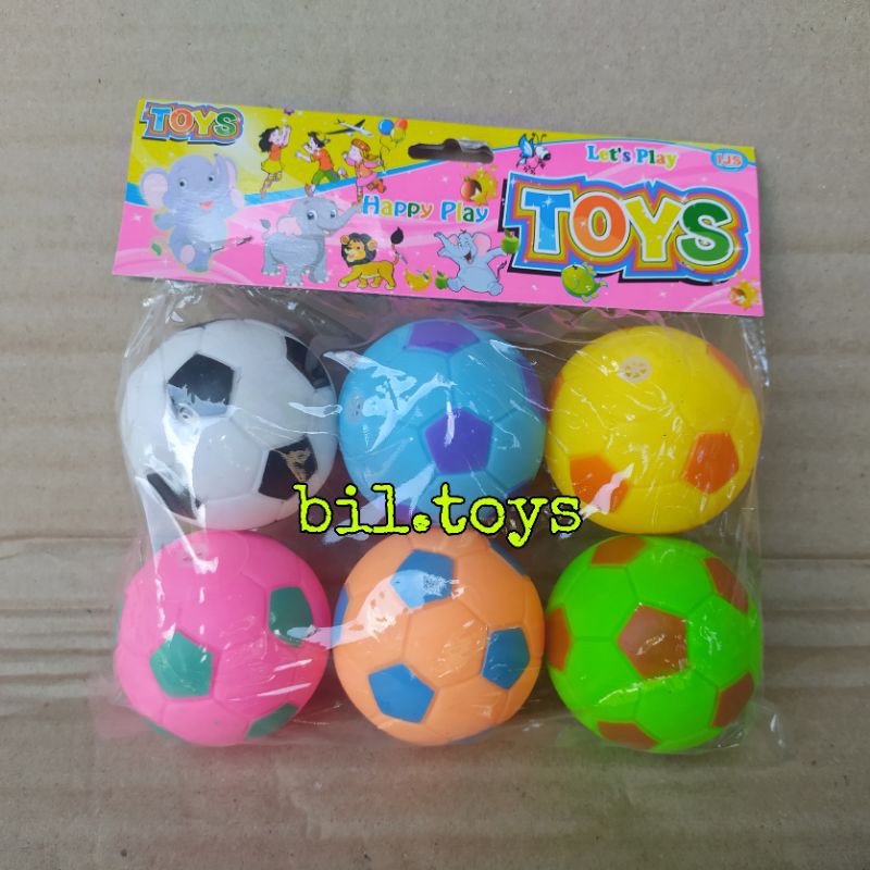 B846 Mainan 6 Pcs Anak Bola Karet Berbunyi / Mainan bola karet / Bola Bunyi / Mainan Anak