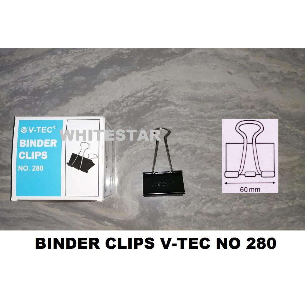 

binder clip no 280 v-tec / paper clip / klip kertas (pack = 6 atau 12 pcs)