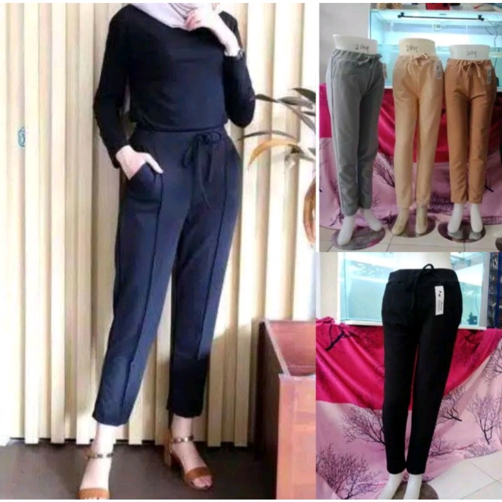 CELANA PANJANG BIG SIZE CEWE (wanita) SCUBA PREMIUM LEGGING &amp; TREGGING MELAR PINGGANG