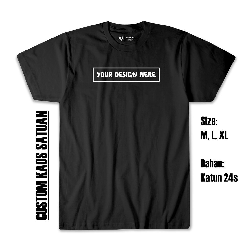 [BISA COD] Custom Kaos Satuan / Tulisan Bebas Ukuran / Sablon Kaos Ukuran Desain 7cm x 25cm - POLOSANT.ID