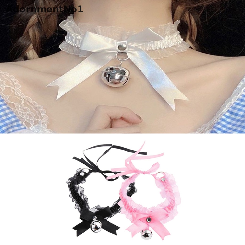 (AdornmentNo1) Kalung Choker Pita + Lonceng Adjustable Untuk Wanita / Cosplay