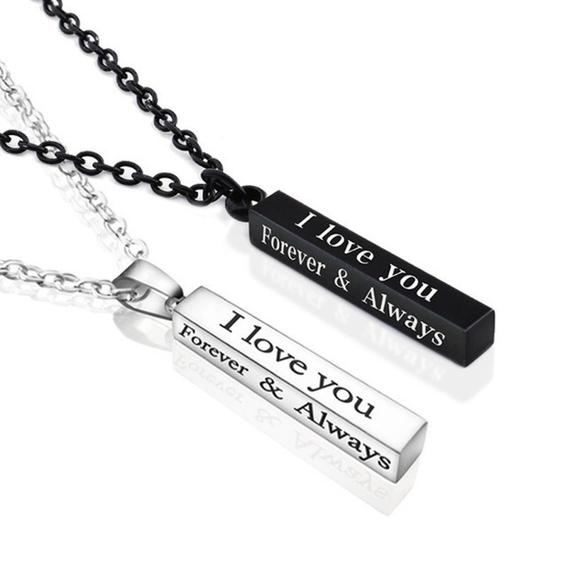 Kalung Liontin i Love You Bahan Stainless Steel Untuk Pasangan