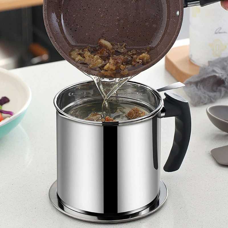 (100% BARANG ORI) GRAVYO Panci Saringan Minyak Oil Strainer Pot Stainless Steel 1.3L