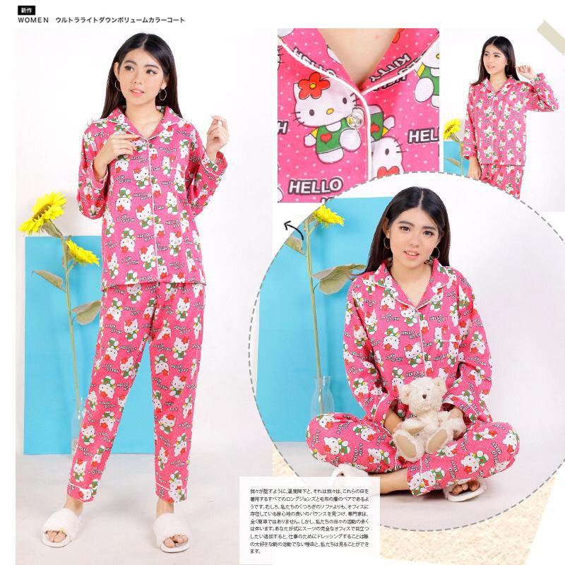 DAMAI FASHION JAKARTA / PIYAMA TIDUR KATUN WANITA WAWA KITTY /konveksi