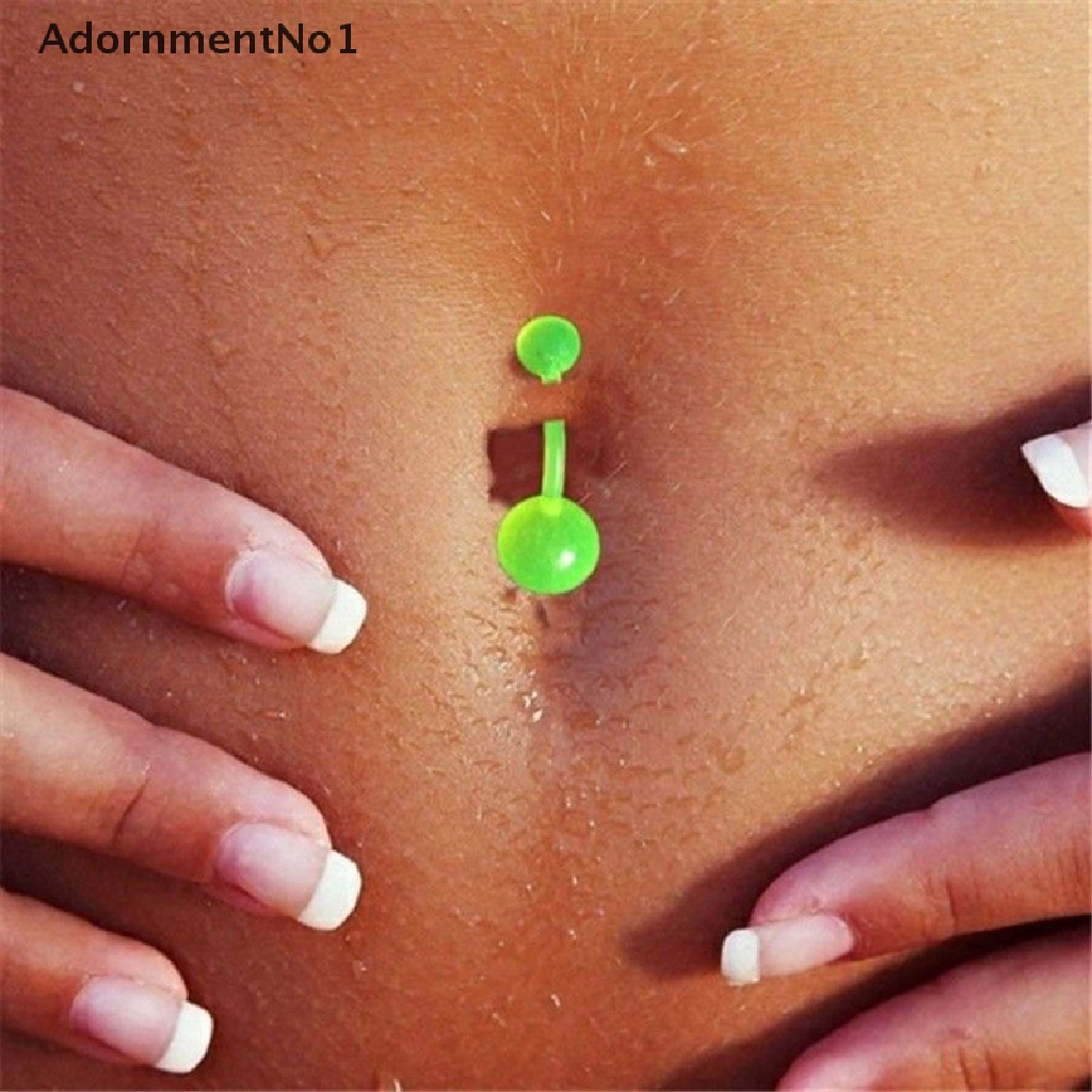 (AdornmentNo1) 1 Set Anting Tindik Perut / Pusar Luminous Flexible Untuk Wanita