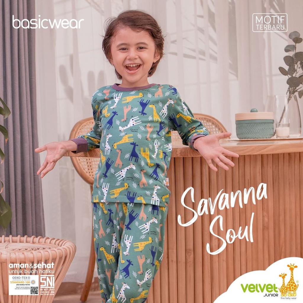 Velvet Junior PANJANG SAVANNA Soul Terbaru / Setelan Piyama Anak Unisex Radiant Kaos Celana Panjang | Bwr IX