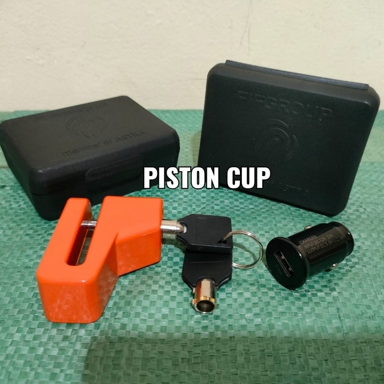 Kunci Disc + Charger Casan Hp Motor Gembok Pengaman Keamanan Motor Plus Cas Hp UNIVERSAL