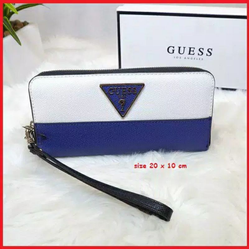 SALE DOMPET GUESS ZIPPER VIN MADDY BLUE ORIGINAL COUNTER