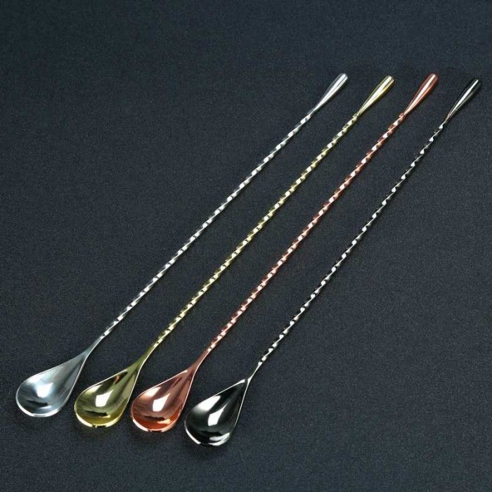 Sendok Ulir 30cm Stainless Sendok Aduk Bartender Cocktail Mixing Spoon
