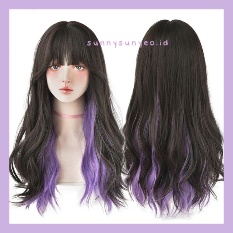 Wig Rsw Taobao peek a boo Violet Wig Cosplay 100% Import Daily Lolita | Wig Dua Warna