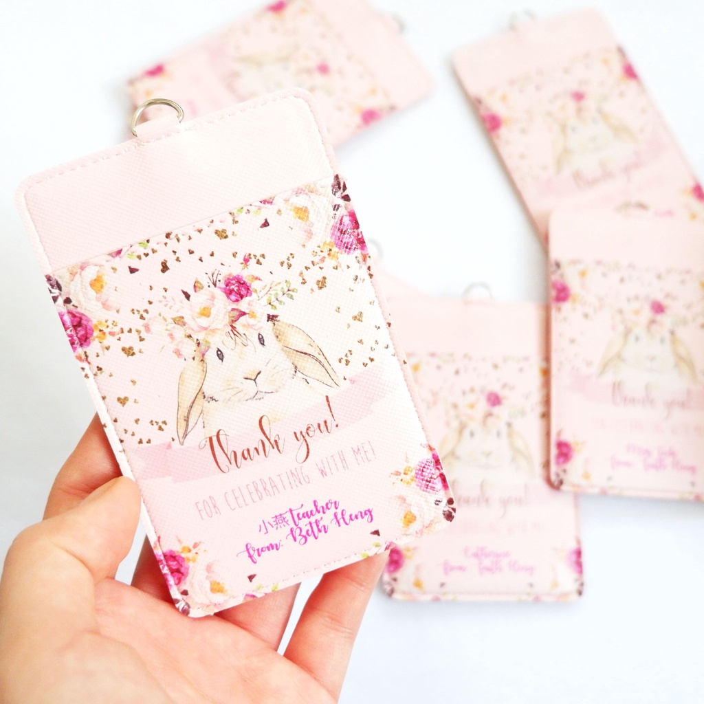 CUSTOM  SOUVENIR PRINT ID CARD / NAME TAG HOLDER KULIT WARNA BLACK NAVY MINT REDWINE ROSEPINK BABYPINK CREAM